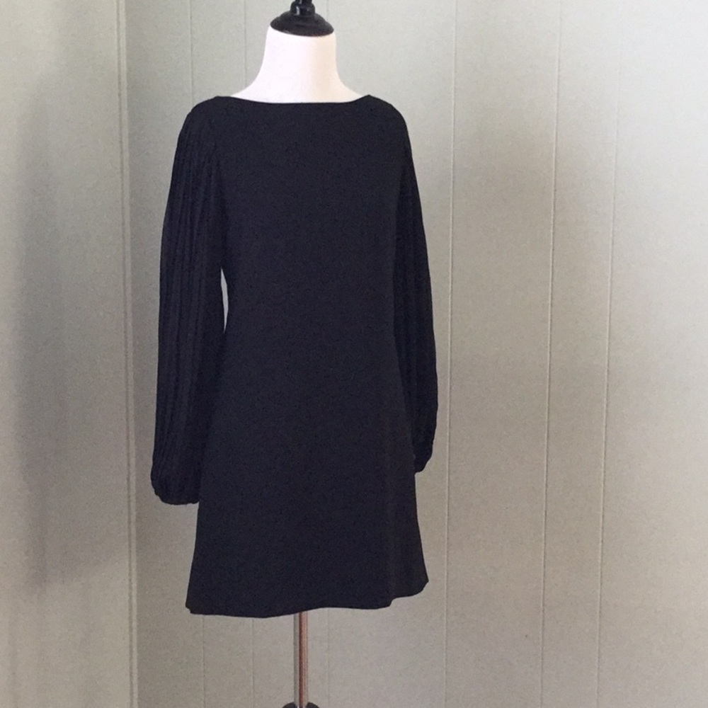 White House Black Market sheer sleeve shift dress